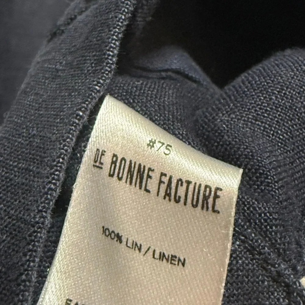 De Bonne Facture Navy 100% Linen Easy Trousers Made in France Men Sz 50 US 34